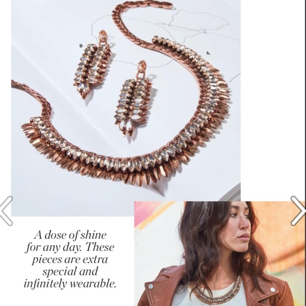 Stella & Dot | Pegasus Rose Gold + Crystal Statement Necklace - Picture 2 of 13